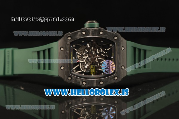 Richard Mille RM35-02 Carbon Fiber With Miyota 9015 Movement 1:1 Clone Green Rubber - Click Image to Close